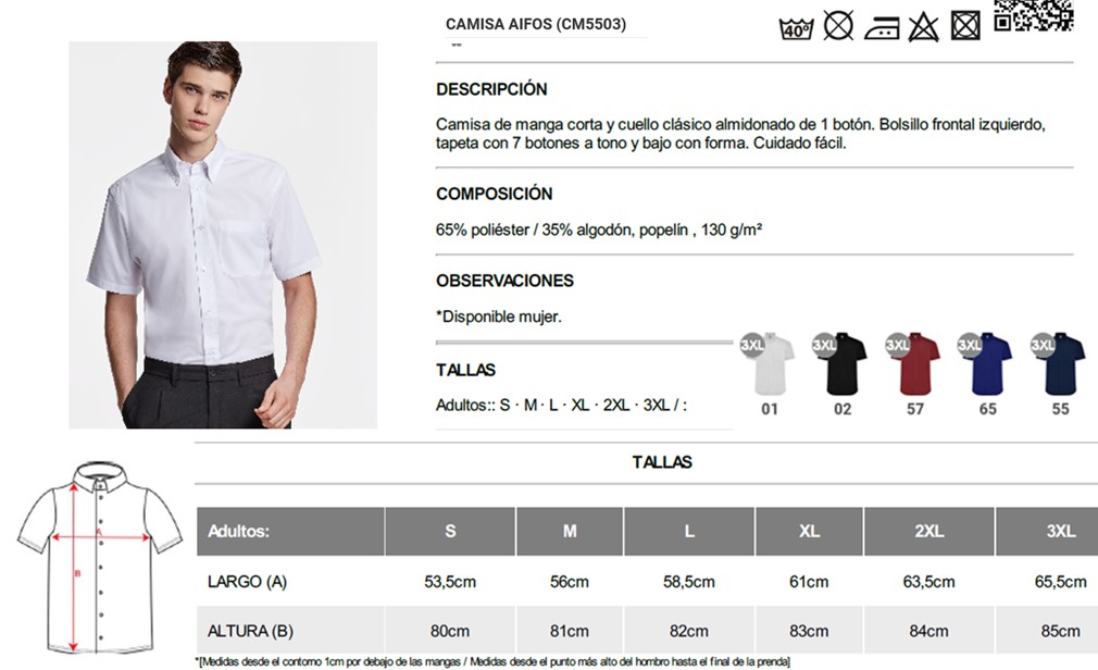 110033  CAMISA AIFOS M/C* M/L- OXFORD 5068