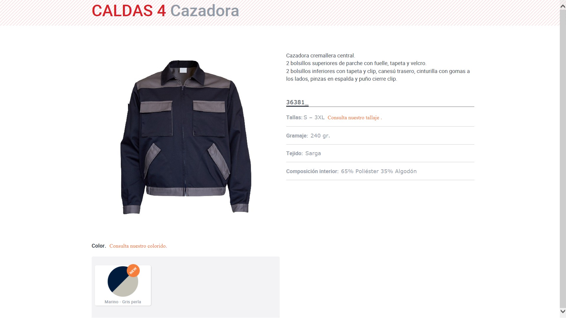 112025  CAZADORA BICOLOR CRE S - 3XL