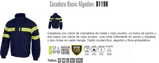 112198  CAZADORA IGNIFUGA BASIC ALGODON B1198