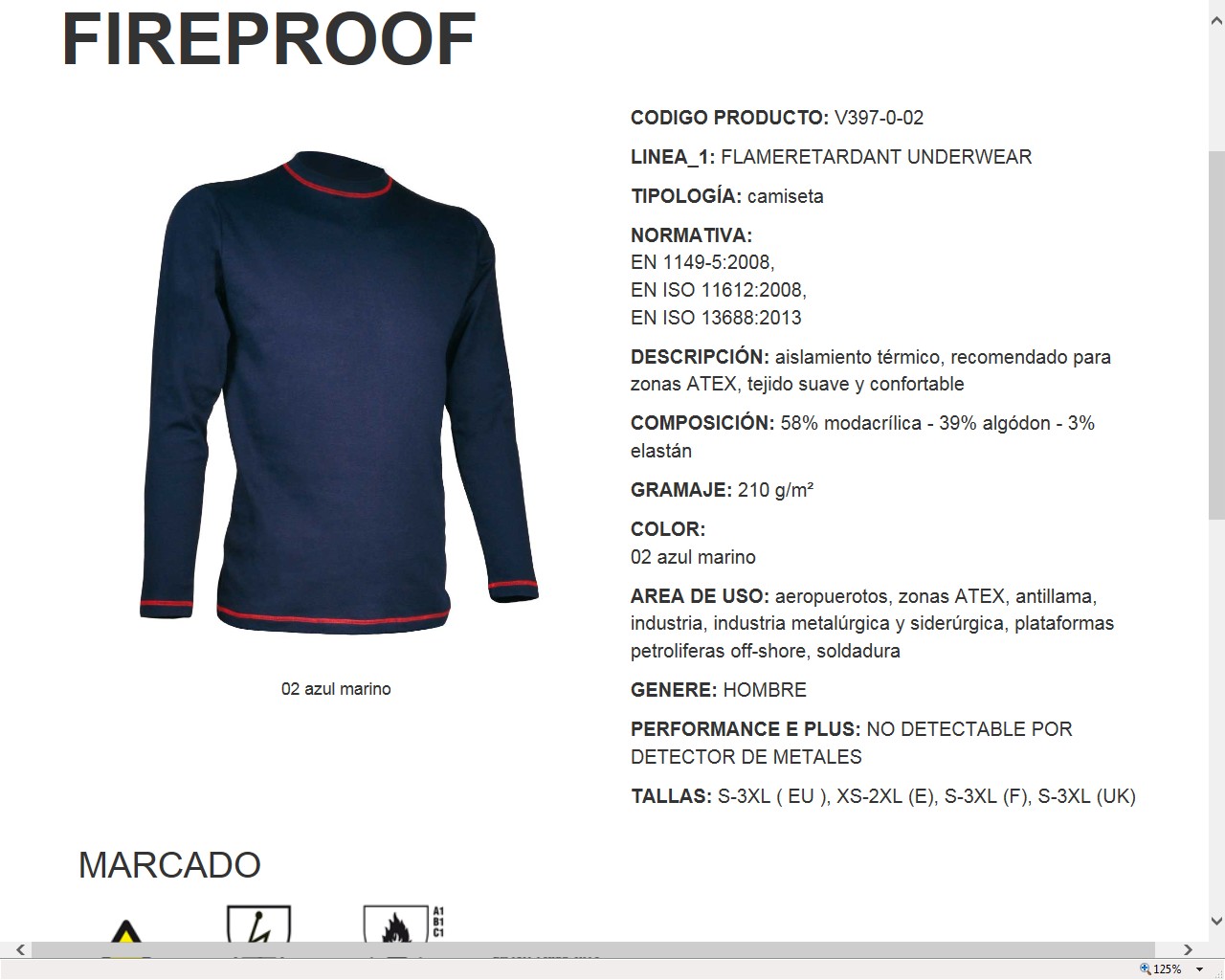 114400  CAMISETA FIREPROOF FLAMERETARDANT XS-2XL (E),