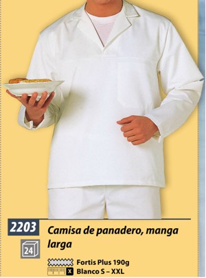 118022  CAMISA PANADERA M/L S - 2XL