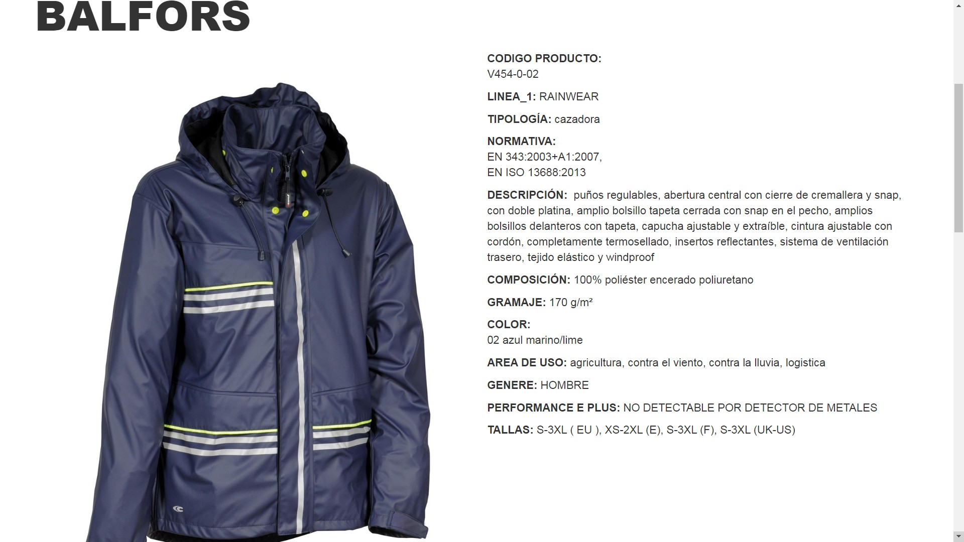 119390  ANORAK BALFORS XS-2XL (E),