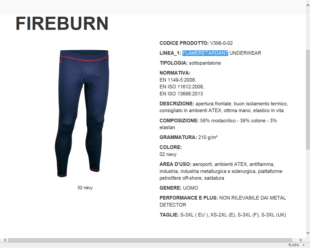 120398  PANTALON FIREBURN FLAMERETARDANT XS-2XL (E),