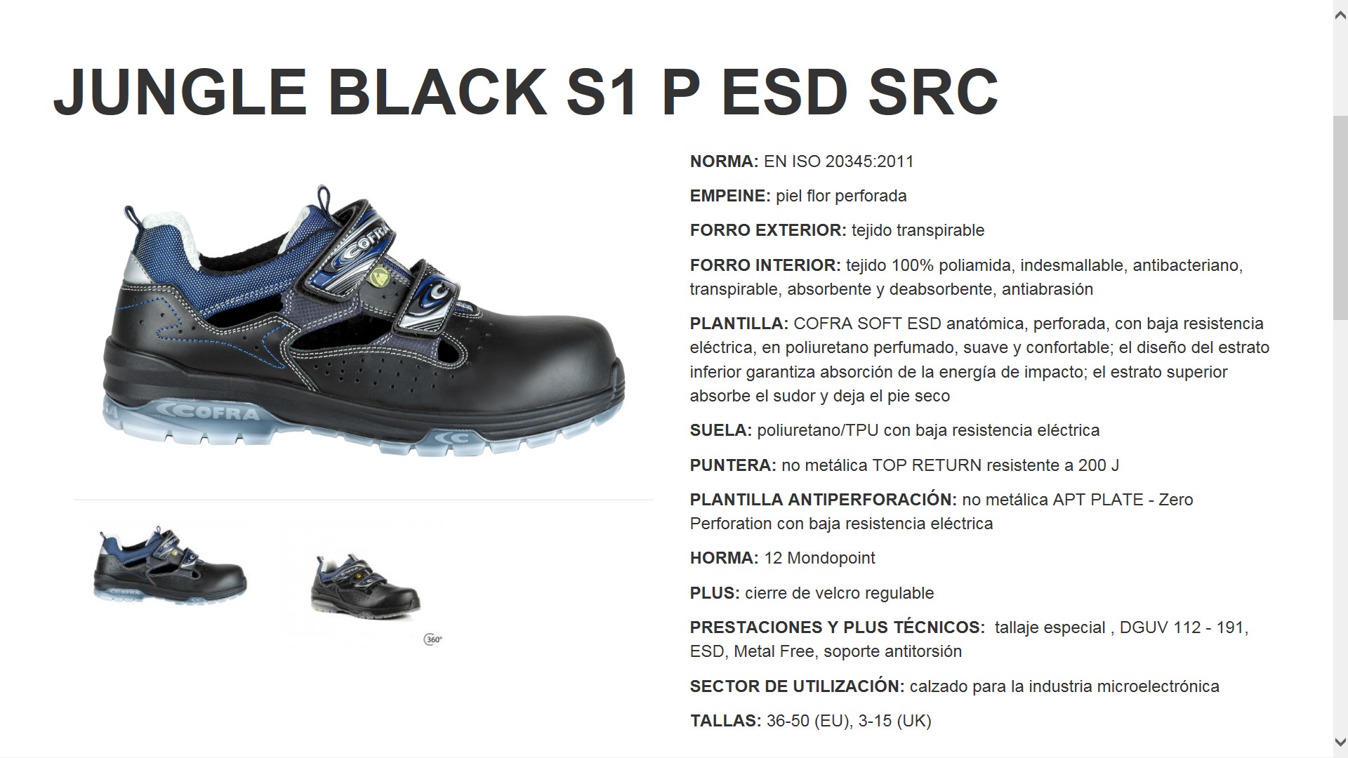 200046  SANDALIA JUNGLE BLACK S1 P ESD SRC  **36-50 (EU), 3-15 (UK)