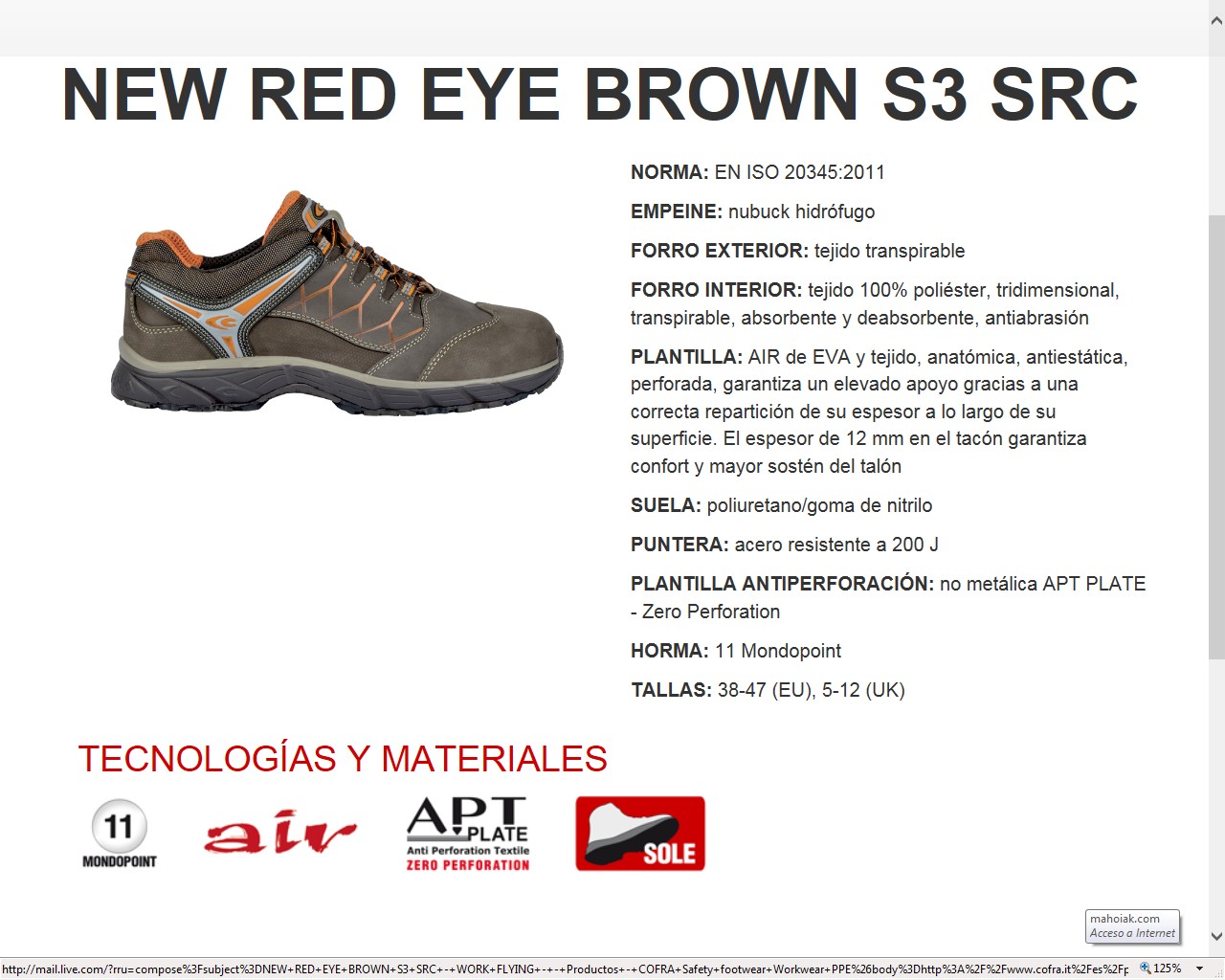 200076  ZAPATO NEW RED EYE S3 SRC 38-47 (EU), 5-12 (UK)