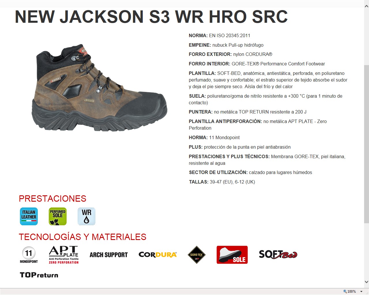 210002  JACK-VALZ CORTI GORE BOTA S3 EN345