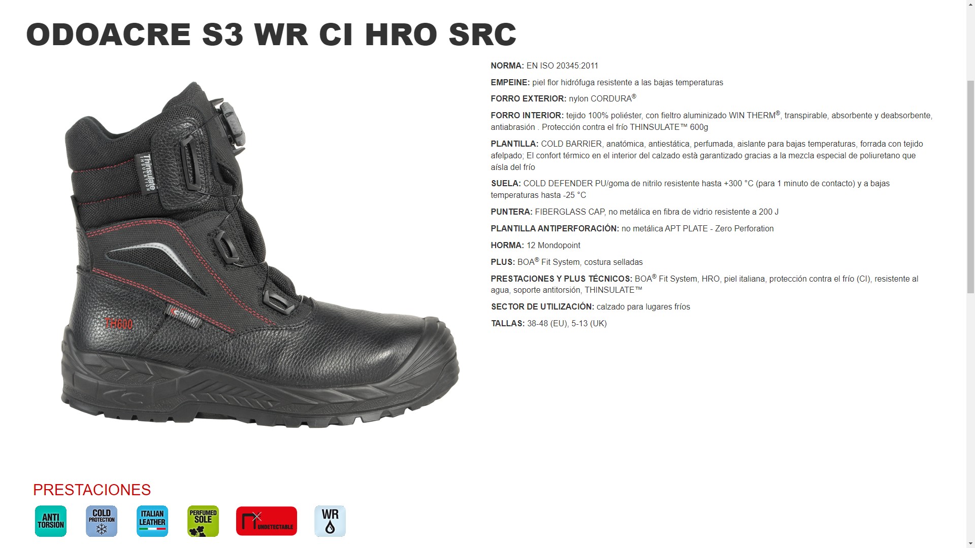 210014  BOTA ODOACRE S3 WR CI HRO SRC 38-48 (EU)