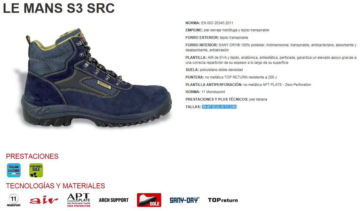 210046  BOTA LE MANS S3 SRC 39-47 (EU), 6-12 (UK)