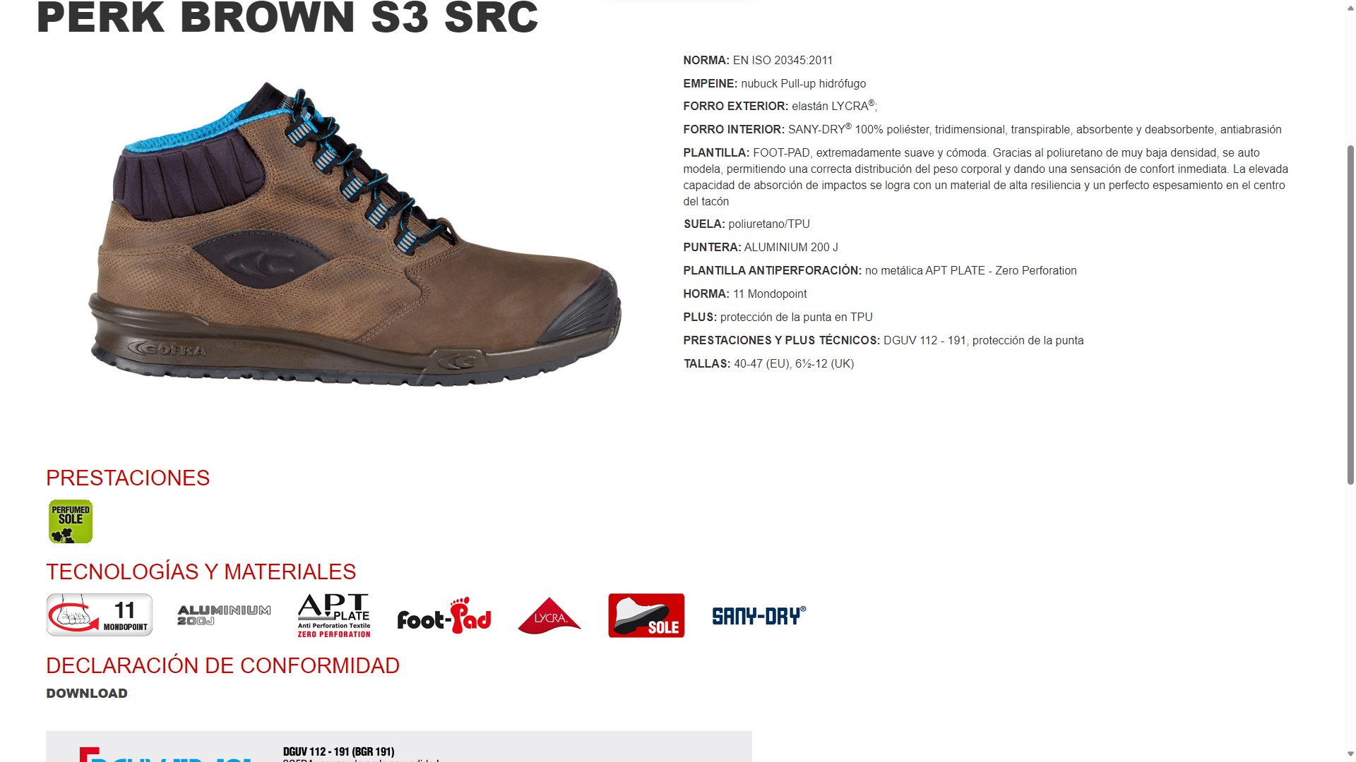 210048  BOTA PERK S3 SRC 40-47 (EU), 6½-12 (UK)