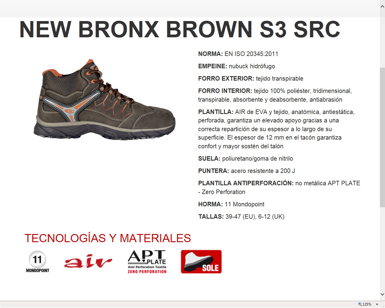210056  BOTA NEW BRONX  S3 SRC 39-47 (EU), 6-12 (UK)