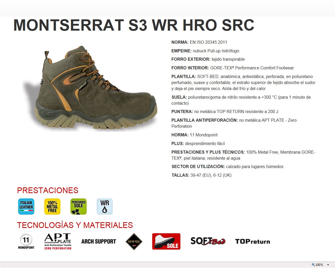 210059  BOTA MONTSERRAT S3 WR HRO SRC 39-47 (EU), 6-12 (UK)
