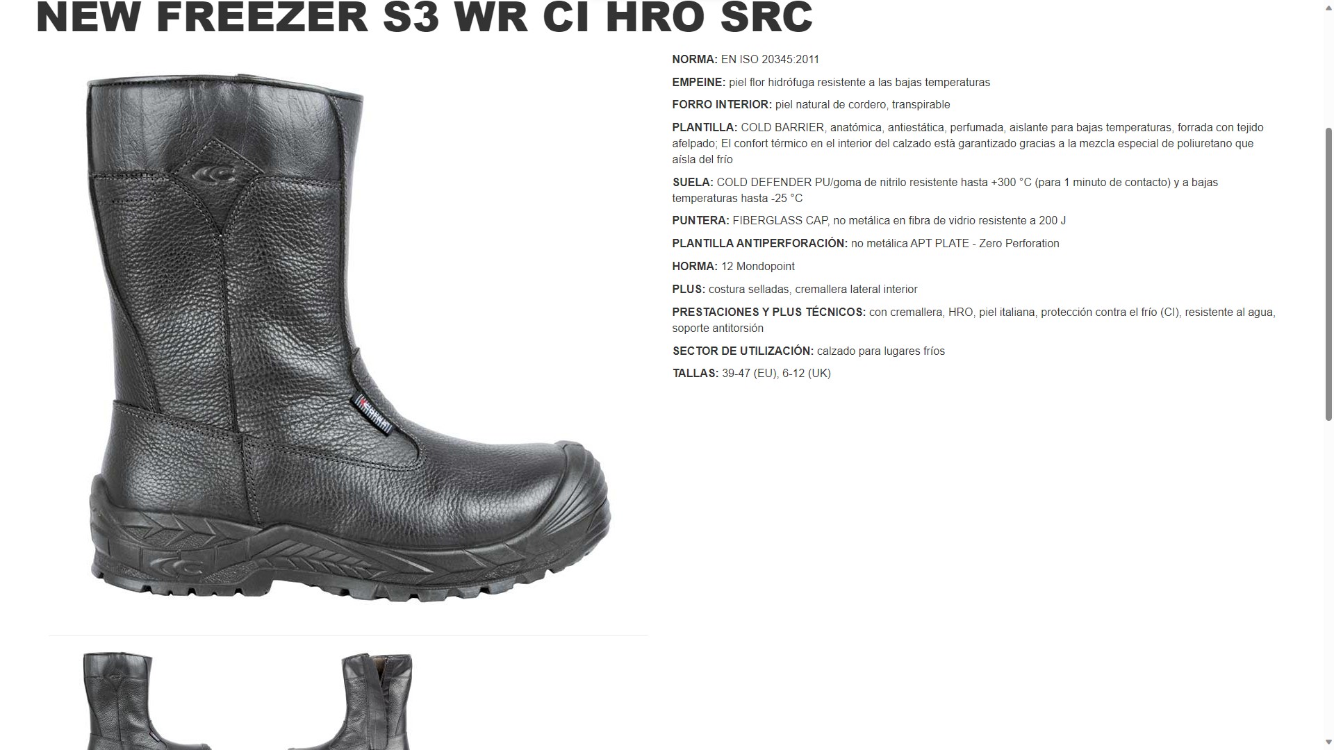 210075  BOTA NEW FREEZER S3 WR CI HRO SRC TALLAS: 39-47 (EU)