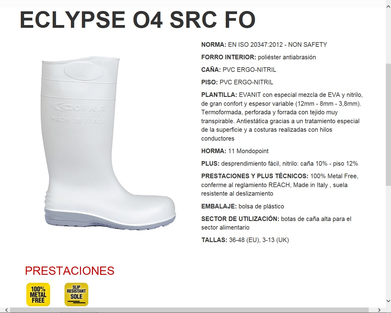 220112  BOTA ECLYPSE KATI BLANCA  36 - 48