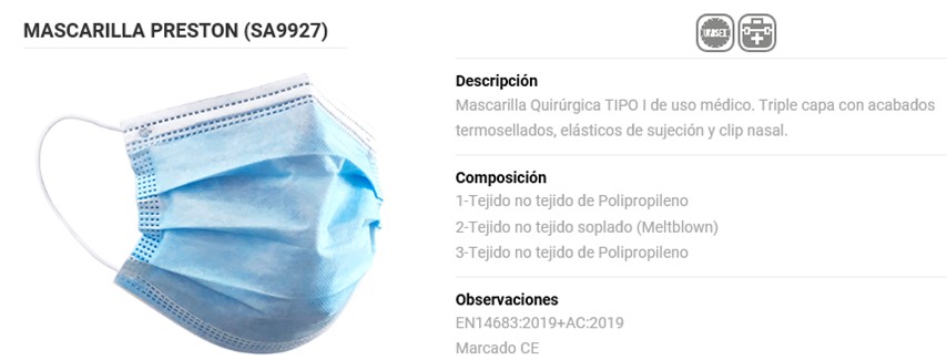 320902  MASCARILLA DESECHABLE  H&S-MM-MI TYPE IIR 50PCC BOX CE