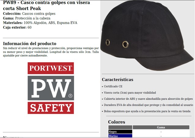 330010  CASCO contra golpes con visera corta Short PeAK PW89