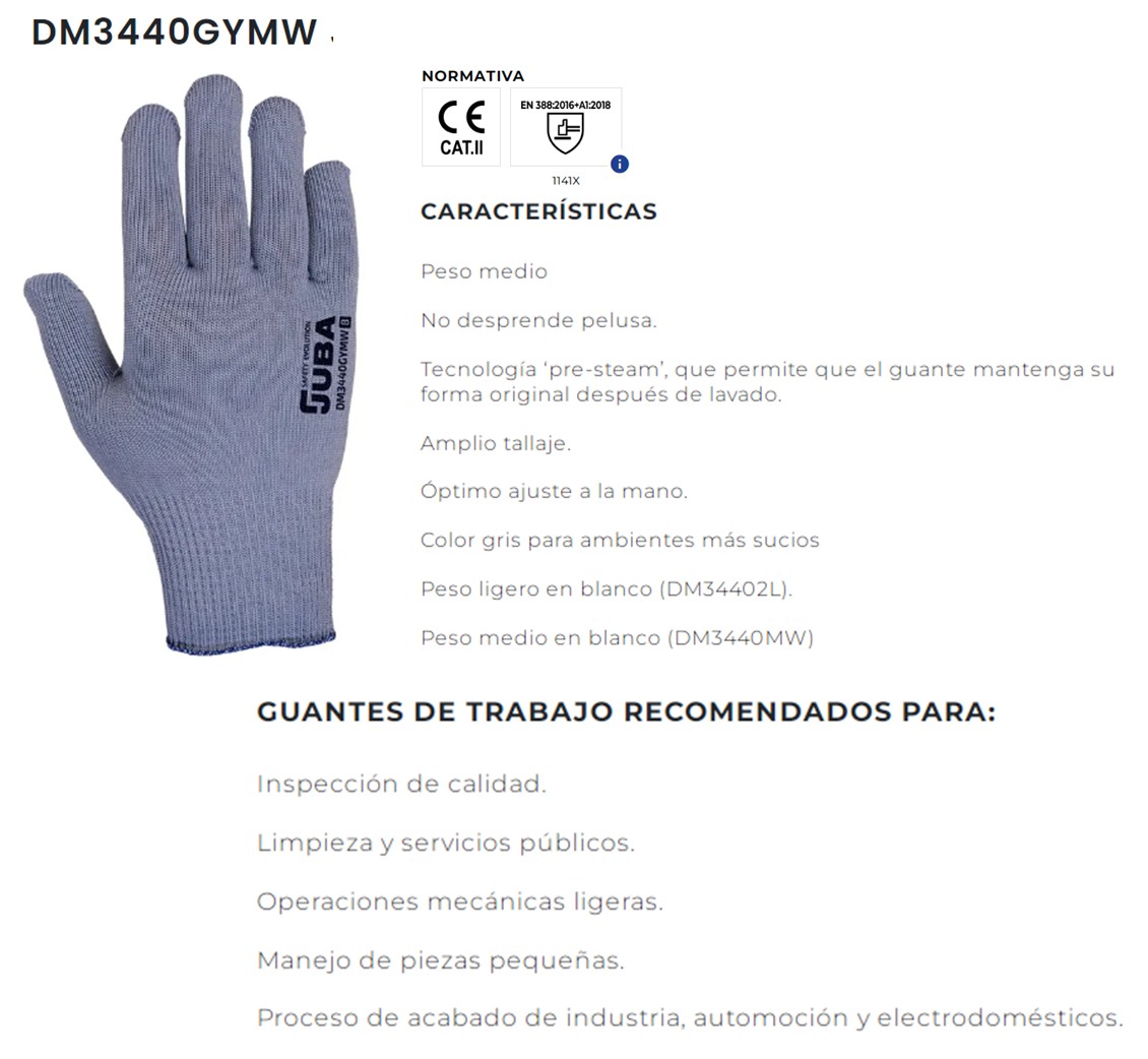 430006  GUANTE NYLON SIN COSTURAS DM3440
