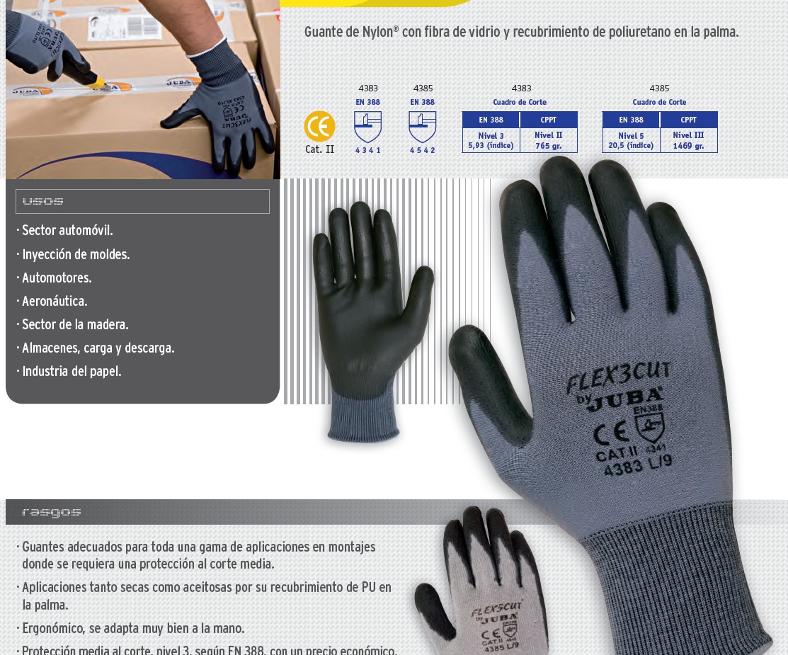 440019  GUANTE FLEX3CUT  4383 PU CE
