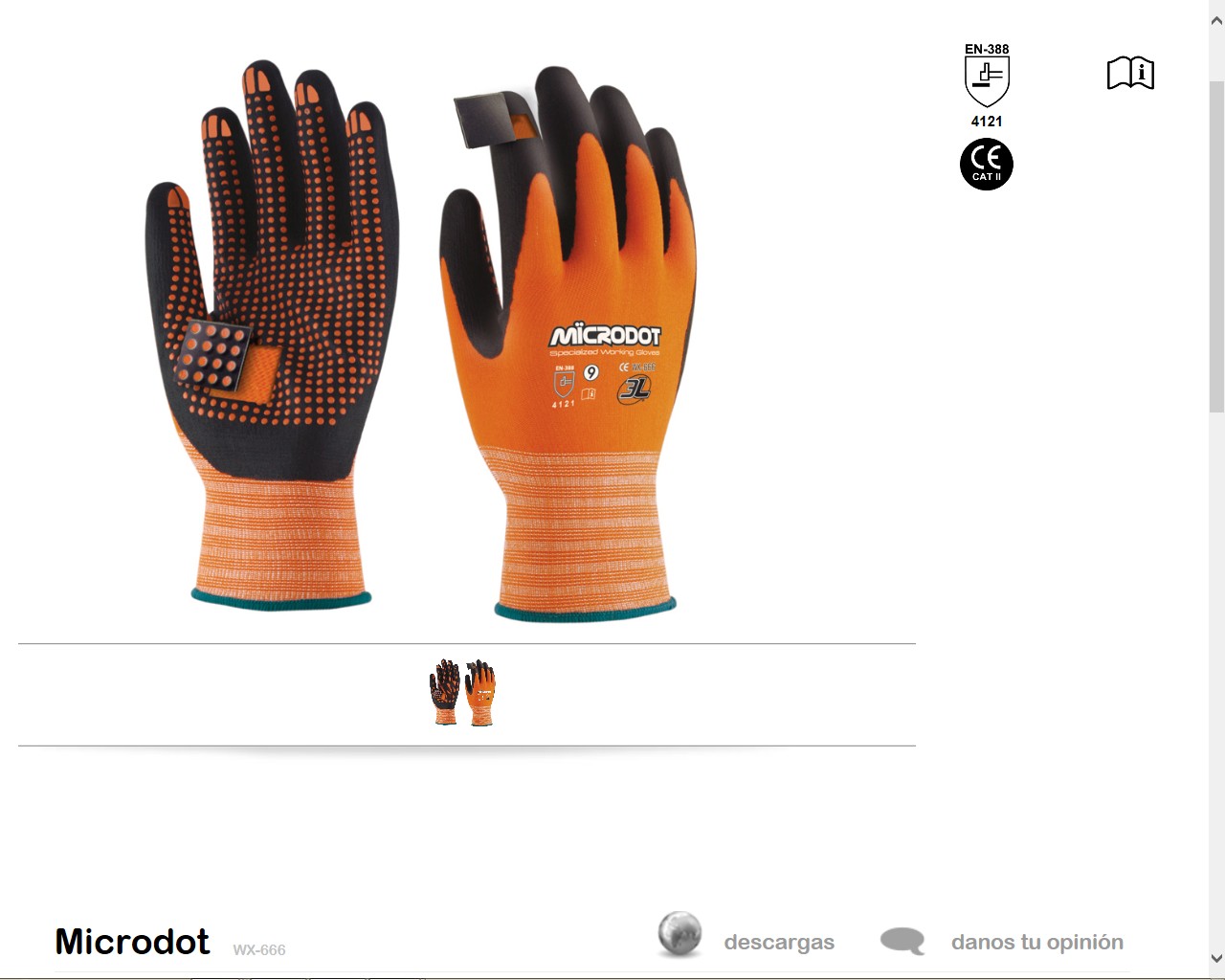 440025  GUANTE MICRODOT WX66 EN388-4121 CE- 6 - 10