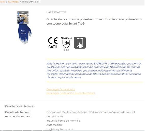 440039  GUANTE SMART TIP Smart Tip® H4119 S/7 - XL/10