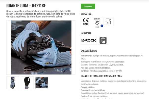 440040  GUANTE RECUBR.NITR .fibra textil K-rock®, XS/6 - 2XL/11