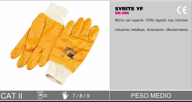 44AM088  GUANTE AMARILLO NITR. SIRYTE SN986 8