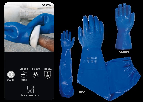 460015  GUANTE NITRILO CON SOPORTE AZUL PHULAX