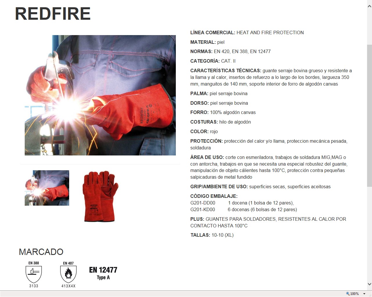 470002  GUANTE REDFIRE 10 XL (12 UND) PAQUETE 1