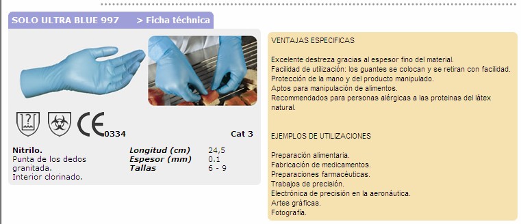 480002  GUANTE 997 SOLO ULTRA blue CAJA100