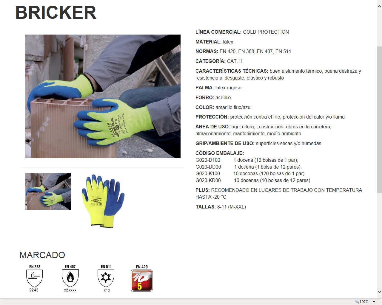 481011  GUANTE BRICKER  8-11 (M-XXL)