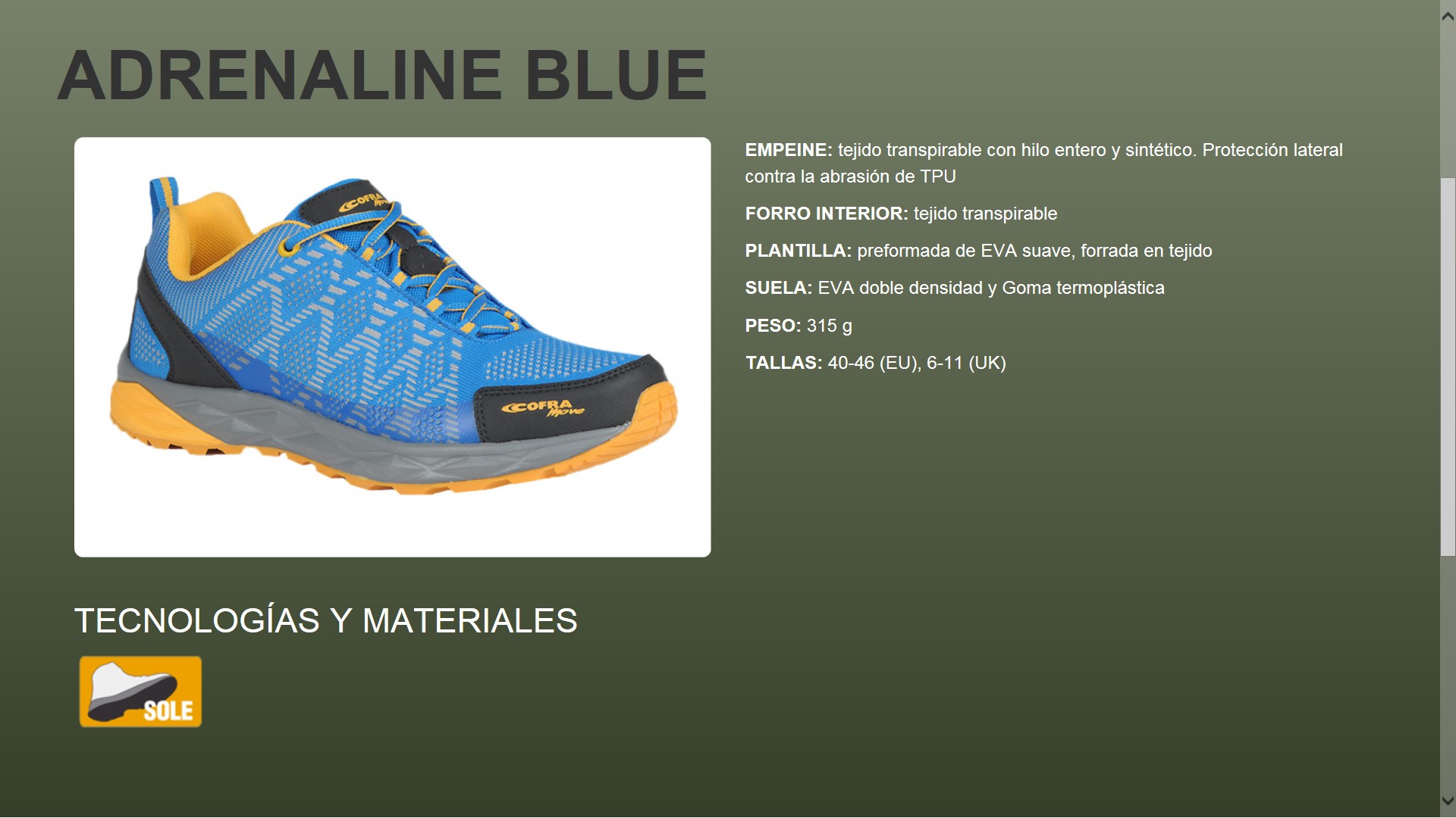 500605  ZAPATILLA ADRENALINE 40-46 (EU), 6-11 (UK)