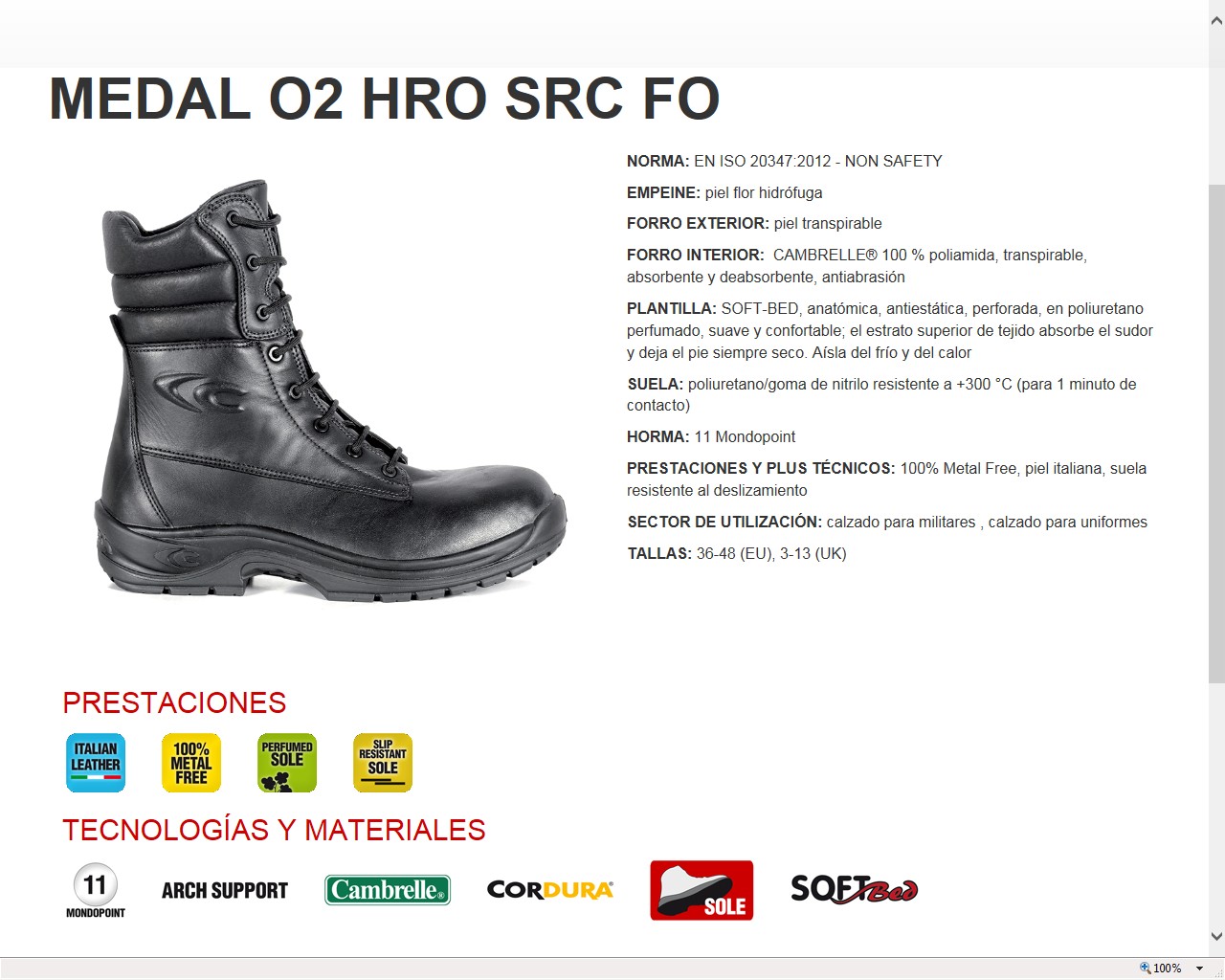 520056  BOTA MEDAL O2 HRO SRC FO 36-48 (EU), 3-13 (UK)