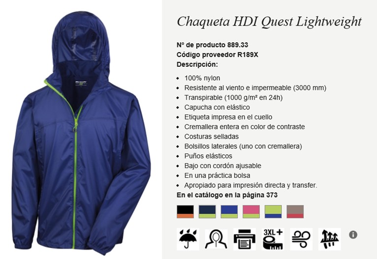 914002  CHUBASQUERO Chaqueta HDI Quest Lightweight